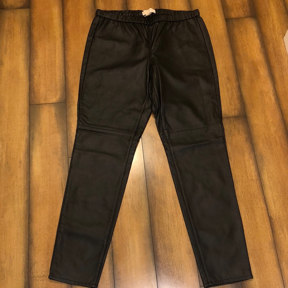 NWT Michael Michael Kors Black Faux Leather Leggings, Sz 12